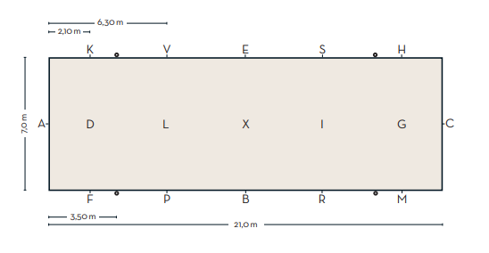 Skizze: Großes Dressurviereck 7×21 m