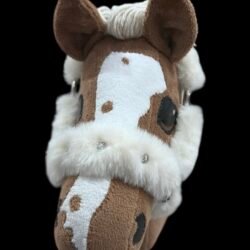 Superflauschiges Fellhalfter in weiß und mit Strass