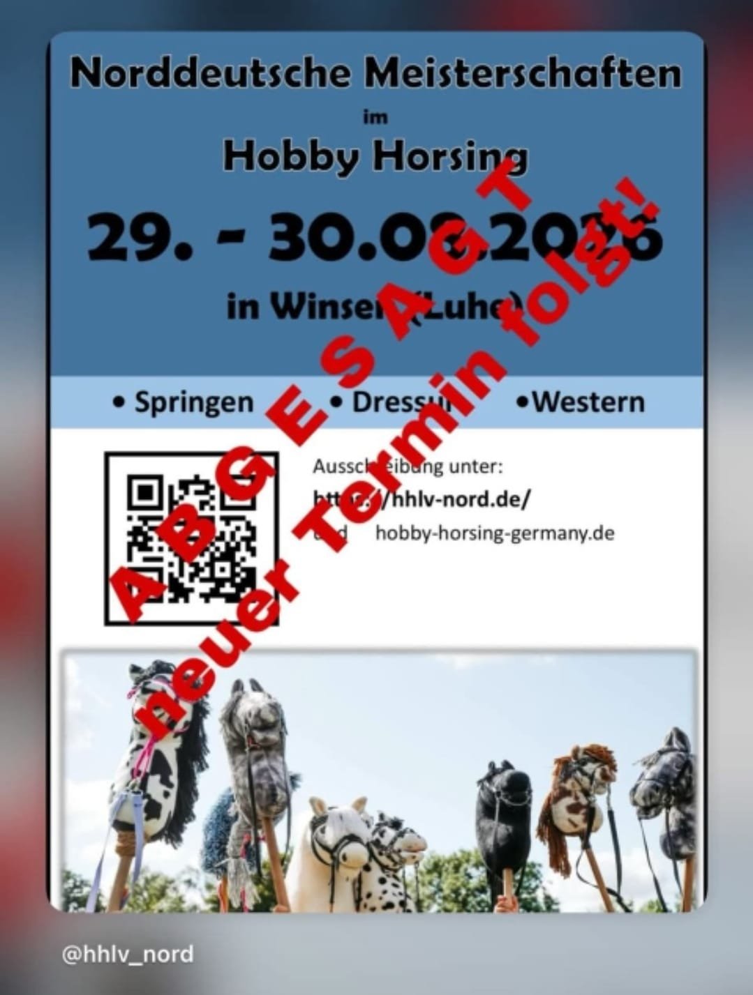 Norddeutsche Meisterschaft im Hobby Horsing wurde abgesagt