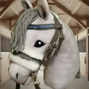 Bestickte Hobby Horse Trense aus Kunstleder – Größe S