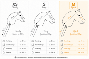 Hobby Horse Größentabelle - Pferd M - Wunschhobbyhorse