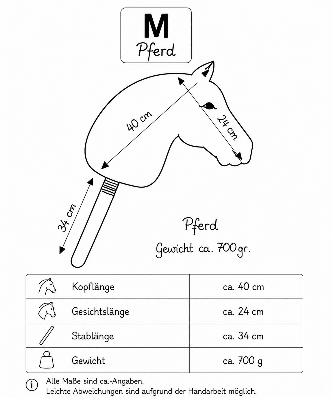 Größentabelle Hobby Hose M Wunschhobbyhorse