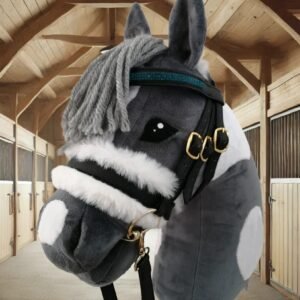 Hobby Horse Trense aus Kunstleder mit weißem Fell – S